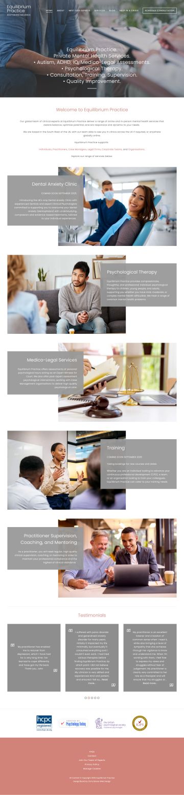 Website design project for Equilibrium Practice Website design project for Equilibrium Practice
