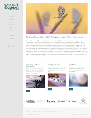 Website design project for Ross Hoddinott Photography Website design project for Ross Hoddinott Photography